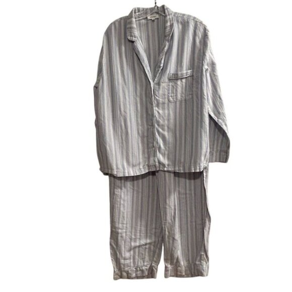 Haven Well Within Women's Striped Pajama Set XL Blue White Organic Cotton - Picture 1 of 14